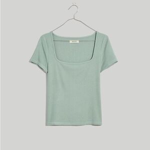 MADEWELL ribbed square neck tee green size XXS